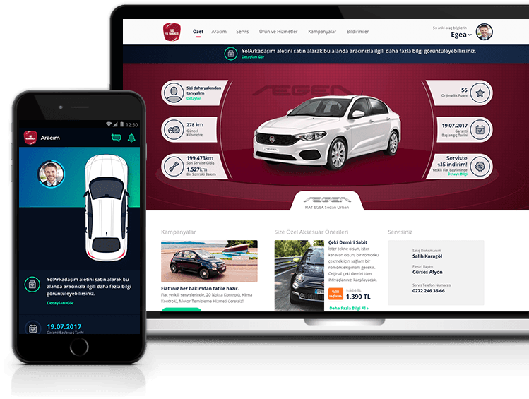 Connected car app and web portal for an auto manufacturer